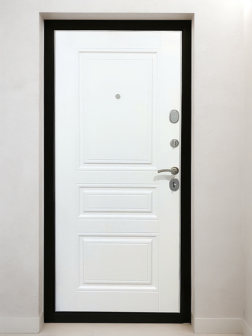 Белая дверь с отделкой МДФ