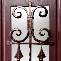 Дверь МДФ ПВХ с двух сторон (со стеклом и ковкой) Дверь МДФ ПВХ с двух сторон (со стеклом и ковкой)