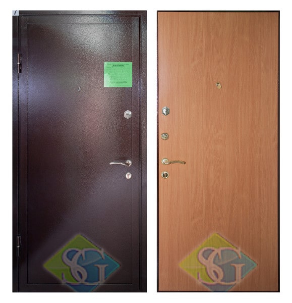 Дверь порошок с лаком (с бронеполосой) и ламинат Дверь порошок с лаком (с бронеполосой) и ламинат