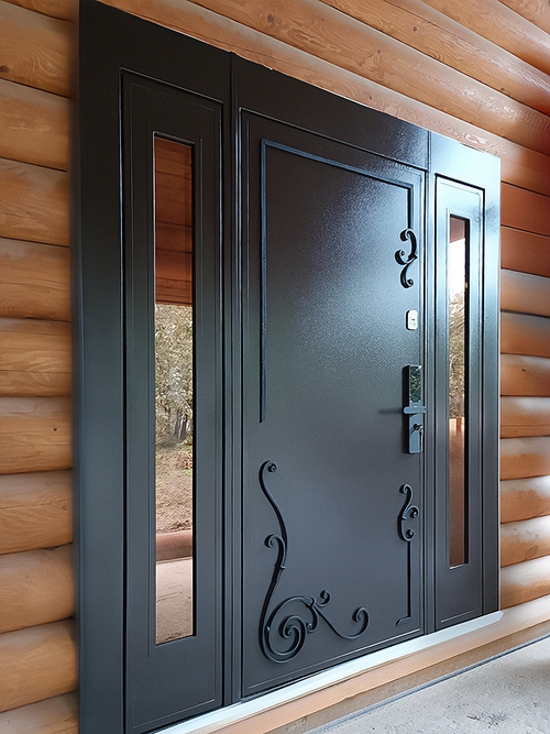 Входная порошковая дверь с ковкой
